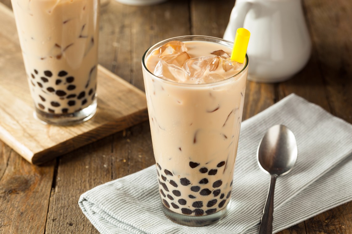 hong kong style milk tea with pearls boba bubble