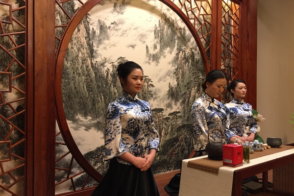 Tea ceremony girls ready to perform tea ritual
